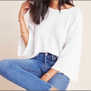 Maeve Anthropologie Claire Dolman white top